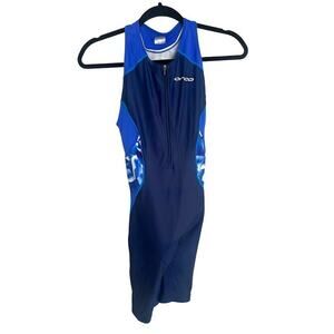 Women's Navy Blue Front-Zip One-Piece Swimsuit